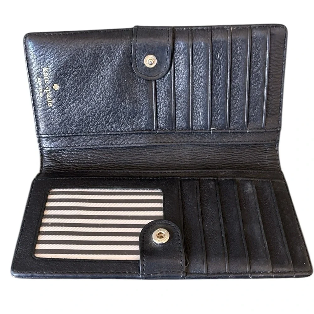 Kate‎ Spade Black Leather Large Bi-fold Wallet